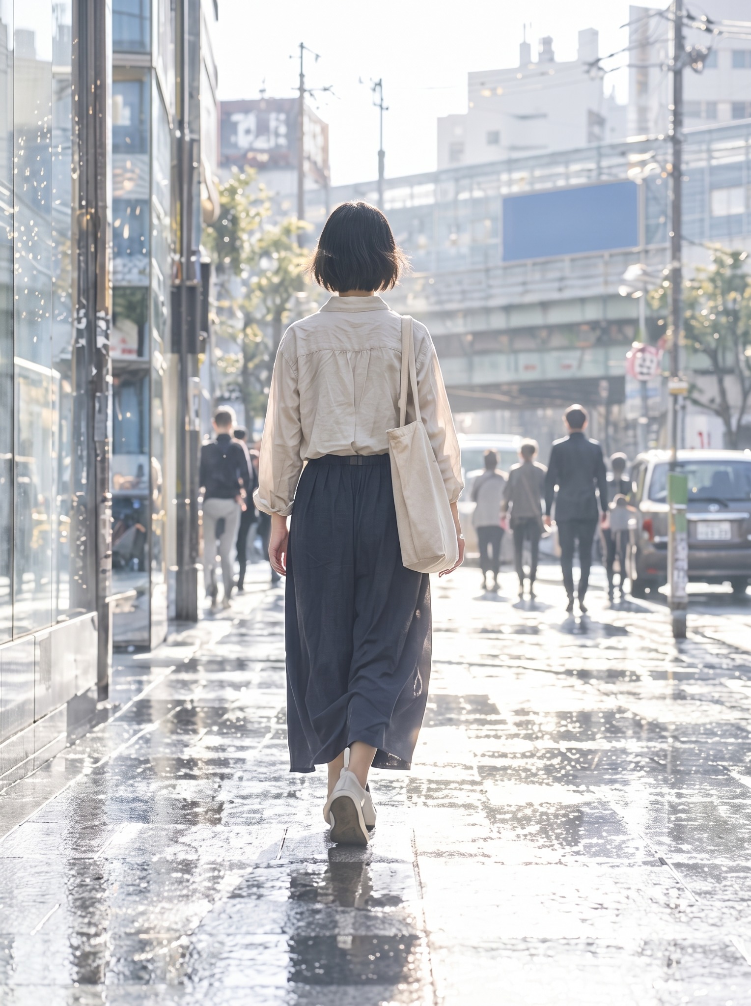 街を歩く後ろ姿